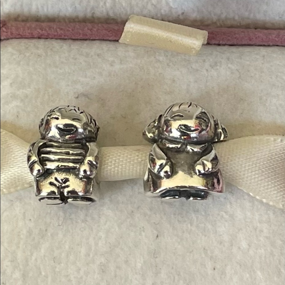 Authentic Pandora Sterling Silver 925 Boy and Girl Set Charm - Picture 2 of 4